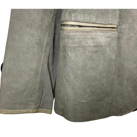 John Varvatos Star USA Suede Leather Blazer Jacket Cowskin Lambskin Gray Medium - Picture 9 of 16